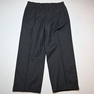 Chiavari‎ 36x30 Gray Zignone Wool Flannel Pleated Cuffed Italy Dress Mens Pants